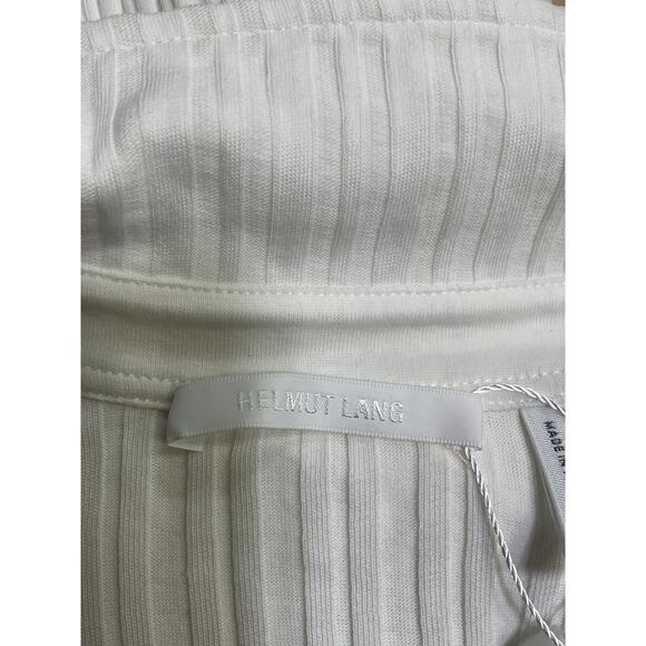Helmut Lang Long Sleeve White Cotton Crop Polo Top Size L - Picture 4 of 5